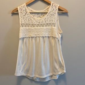 Selfie Cream Ivory Lace Tank Top